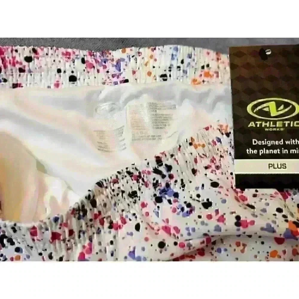 NEW ATHLETIC Girls Sports Shorts WHITE Colorful Lightweight LINED Briefs size Lg